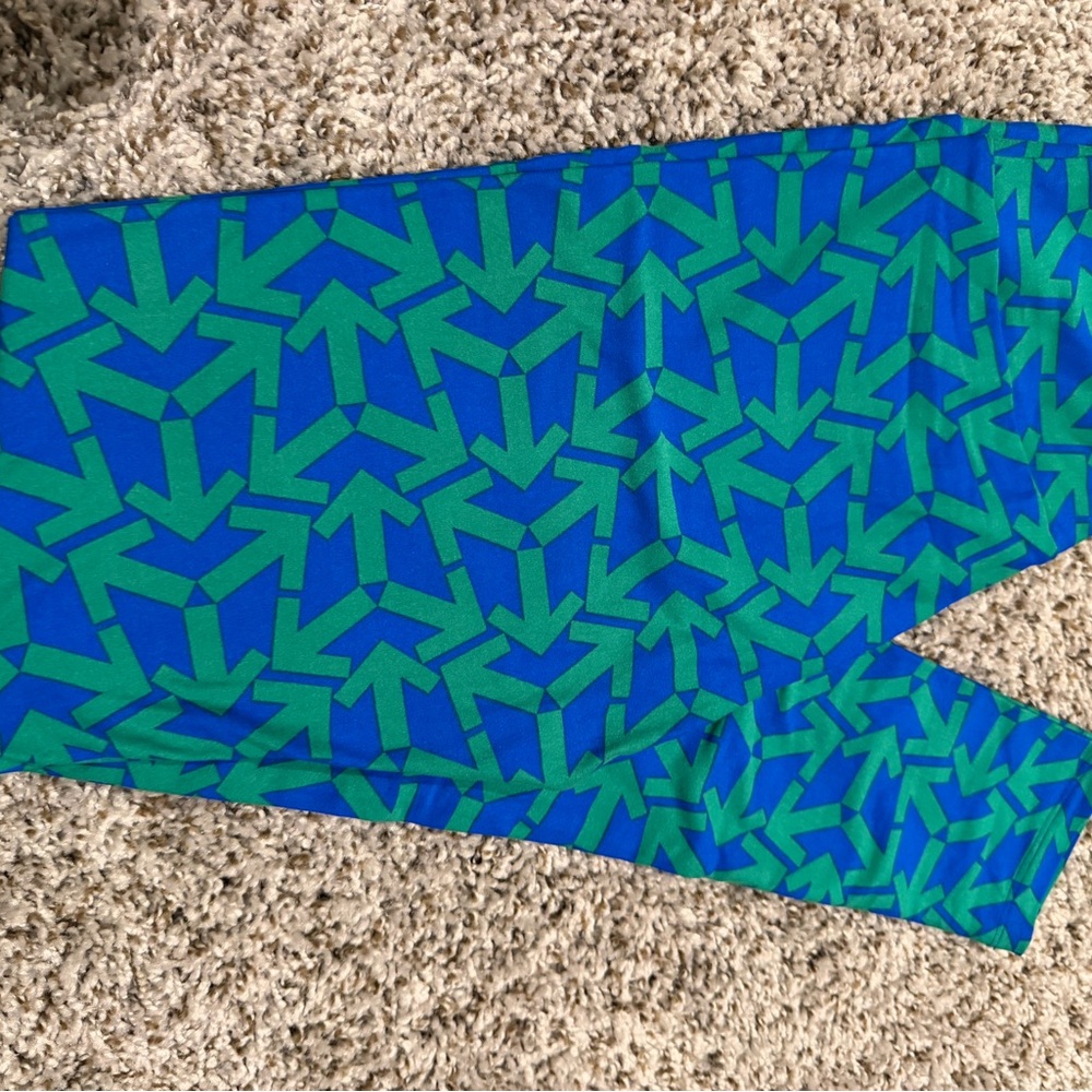 LuLaRoe Blue and Green Patterned Leggings